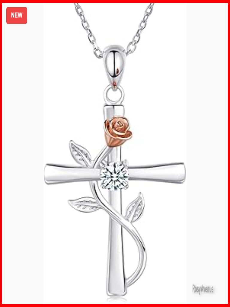 Sterling Silver Cross Birthstone Pendant Necklace 16 Lobster Clasp